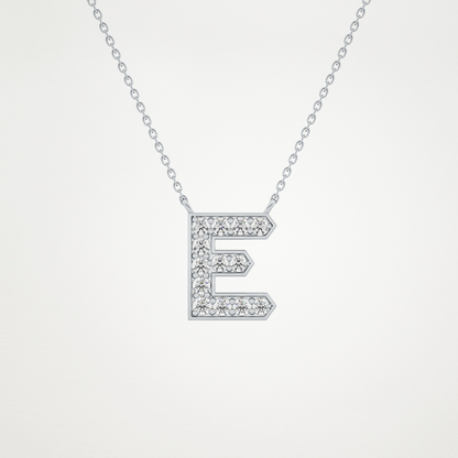 0.385 CT Moissanite E-Shaped Necklace in 14K or 18K Solid Gold – DEF Color, VVS Clarity