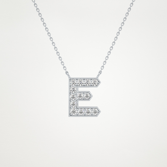 0.385 CT Moissanite E-Shaped Necklace in 14K or 18K Solid Gold – DEF Color, VVS Clarity