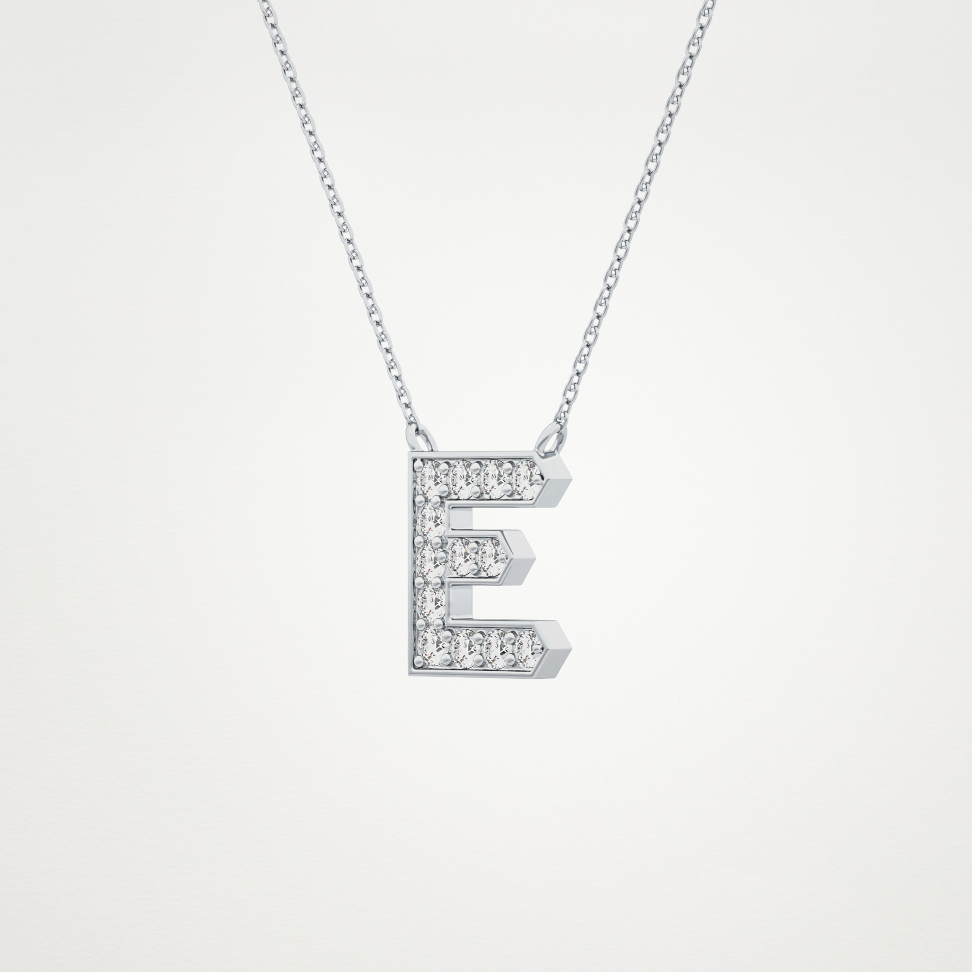 0.385 CT Moissanite E-Shaped Necklace in 14K or 18K Solid Gold – DEF Color, VVS Clarity