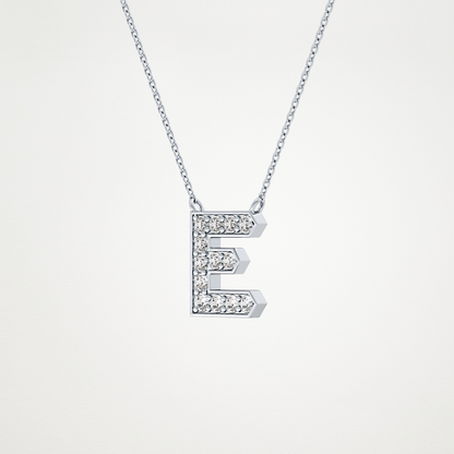 0.385 CT Moissanite E-Shaped Necklace in 14K or 18K Solid Gold – DEF Color, VVS Clarity