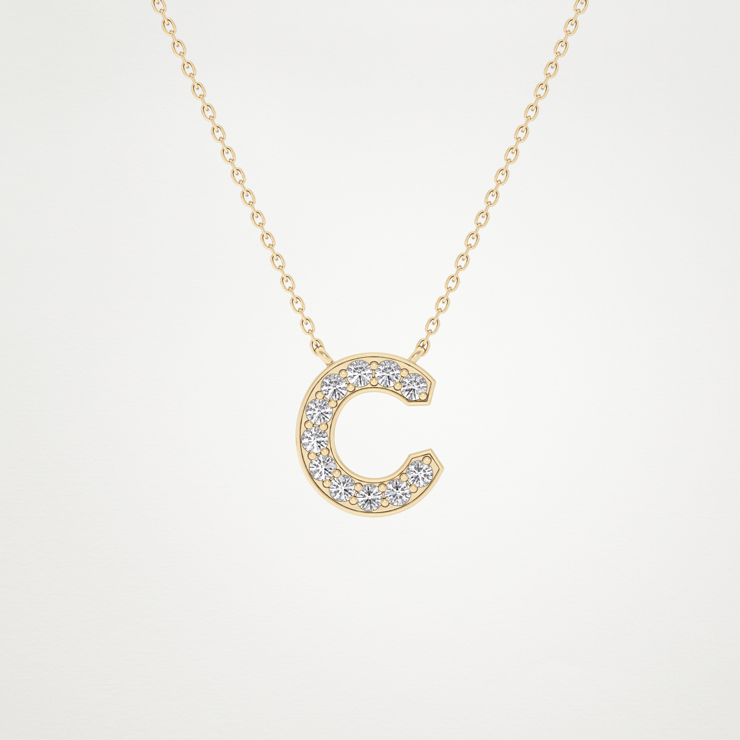 0.24 CT Moissanite C-Shaped Necklace in 14K or 18K Solid Gold – DEF Color, VVS Clarity