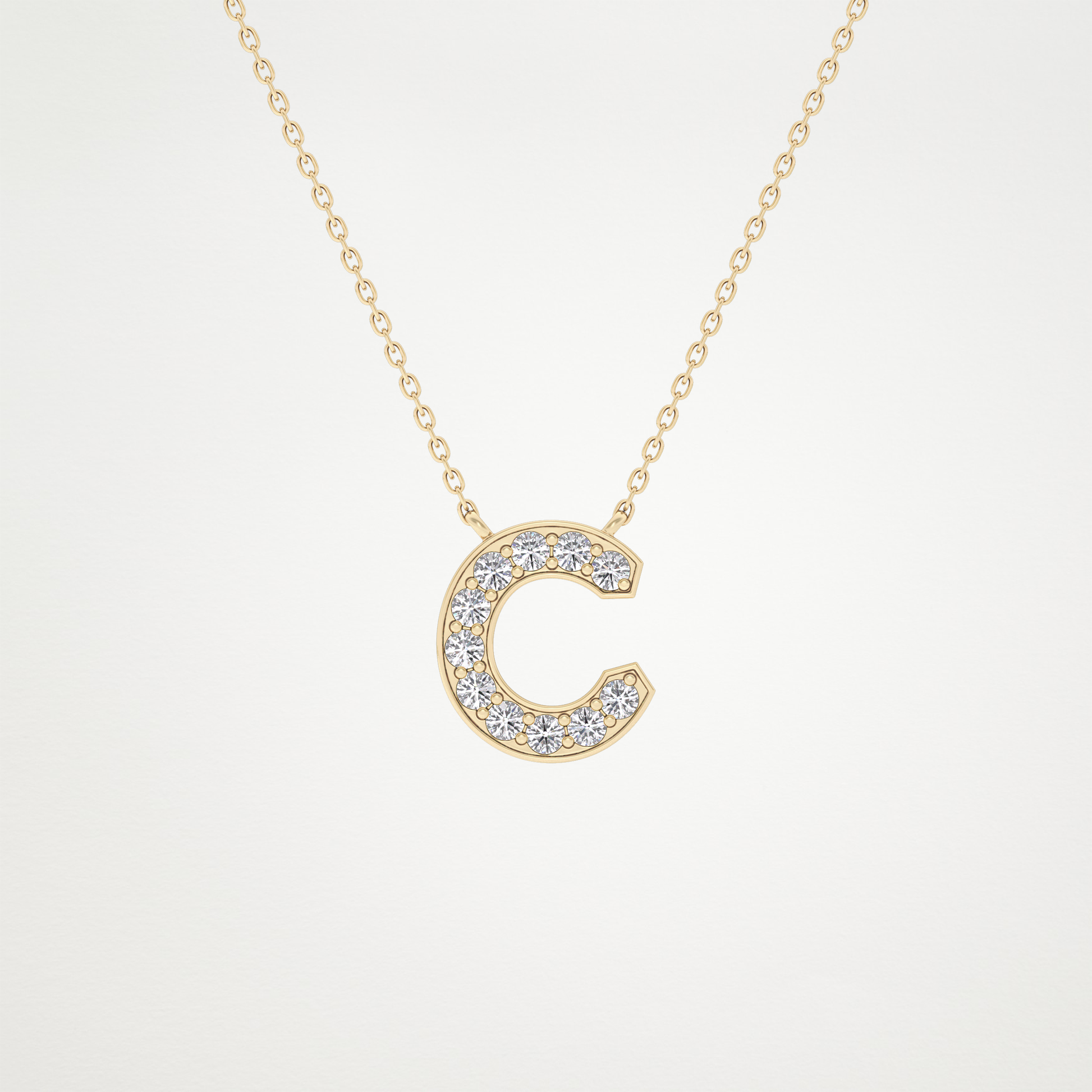 0.24 CT Moissanite C-Shaped Necklace in 14K or 18K Solid Gold – DEF Color, VVS Clarity