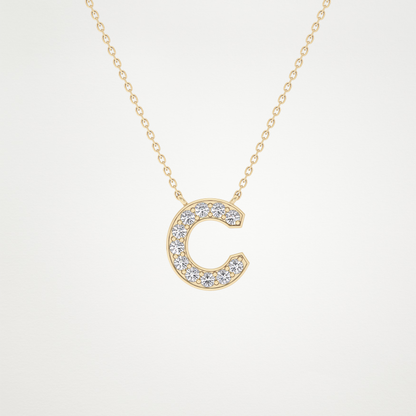 0.24 CT Moissanite C-Shaped Necklace in 14K or 18K Solid Gold – DEF Color, VVS Clarity