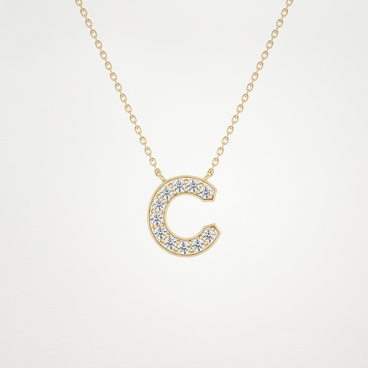 0.24 CT Moissanite C-Shaped Necklace in 14K or 18K Solid Gold – DEF Color, VVS Clarity