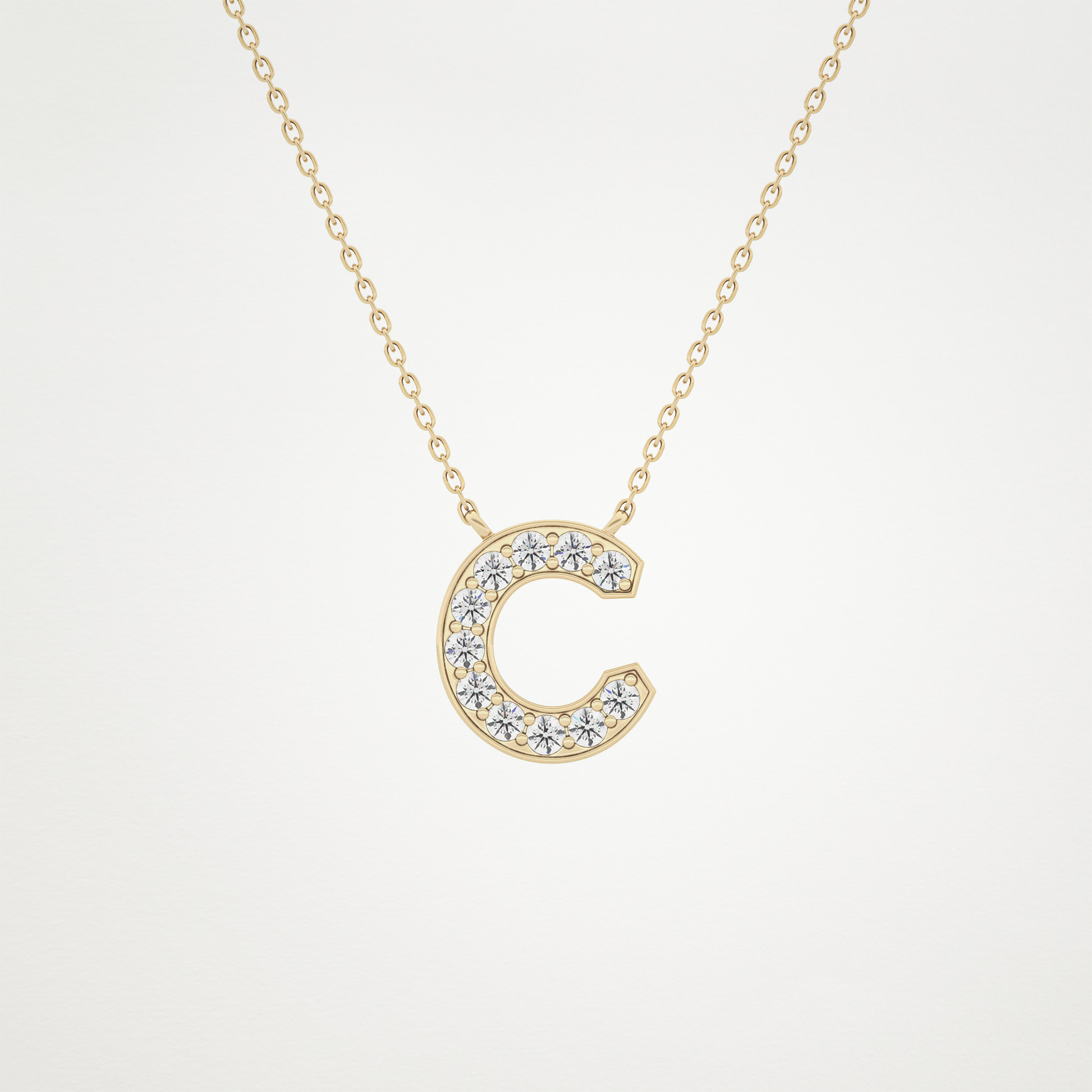 0.24 CT Moissanite C-Shaped Necklace in 14K or 18K Solid Gold – DEF Color, VVS Clarity