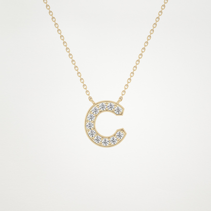 0.24 CT Moissanite C-Shaped Necklace in 14K or 18K Solid Gold – DEF Color, VVS Clarity