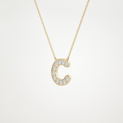 0.24 CT Moissanite C-Shaped Necklace in 14K or 18K Solid Gold – DEF Color, VVS Clarity