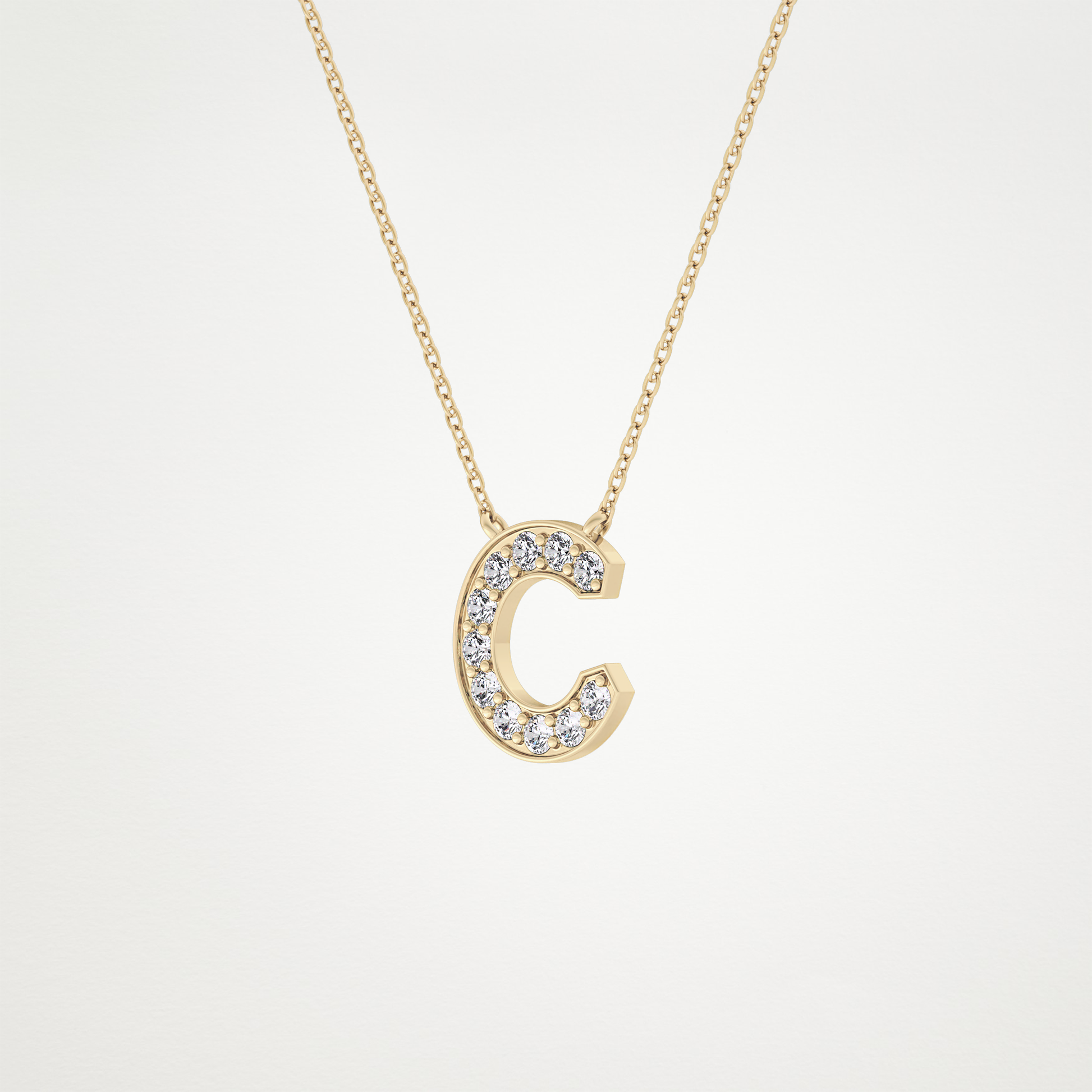 0.24 CT Moissanite C-Shaped Necklace in 14K or 18K Solid Gold – DEF Color, VVS Clarity