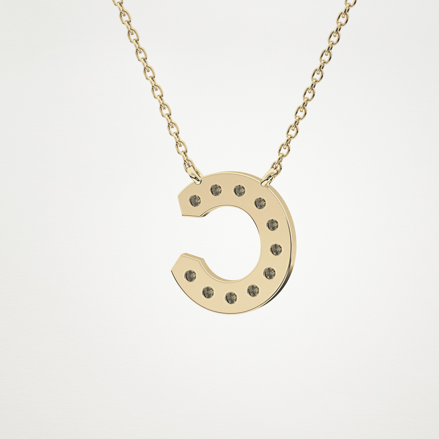 0.24 CT Moissanite C-Shaped Necklace in 14K or 18K Solid Gold – DEF Color, VVS Clarity