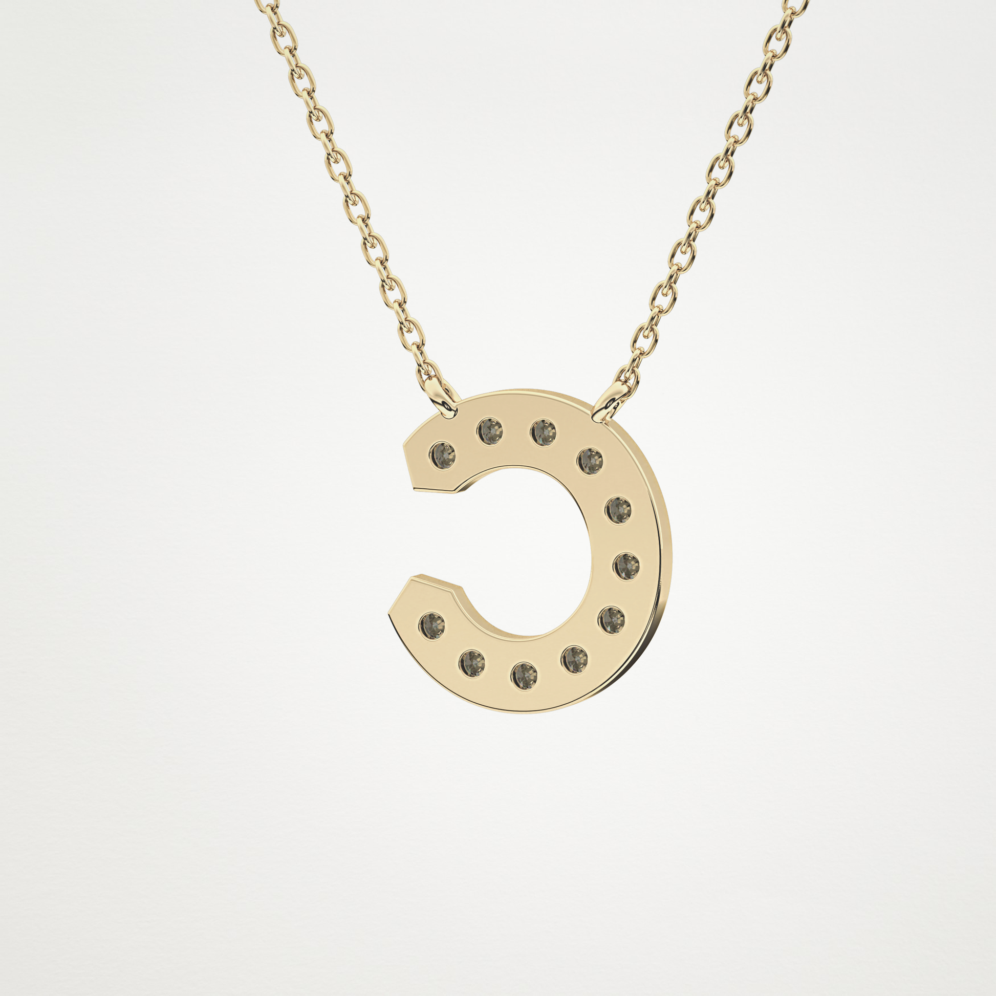 0.24 CT Moissanite C-Shaped Necklace in 14K or 18K Solid Gold – DEF Color, VVS Clarity