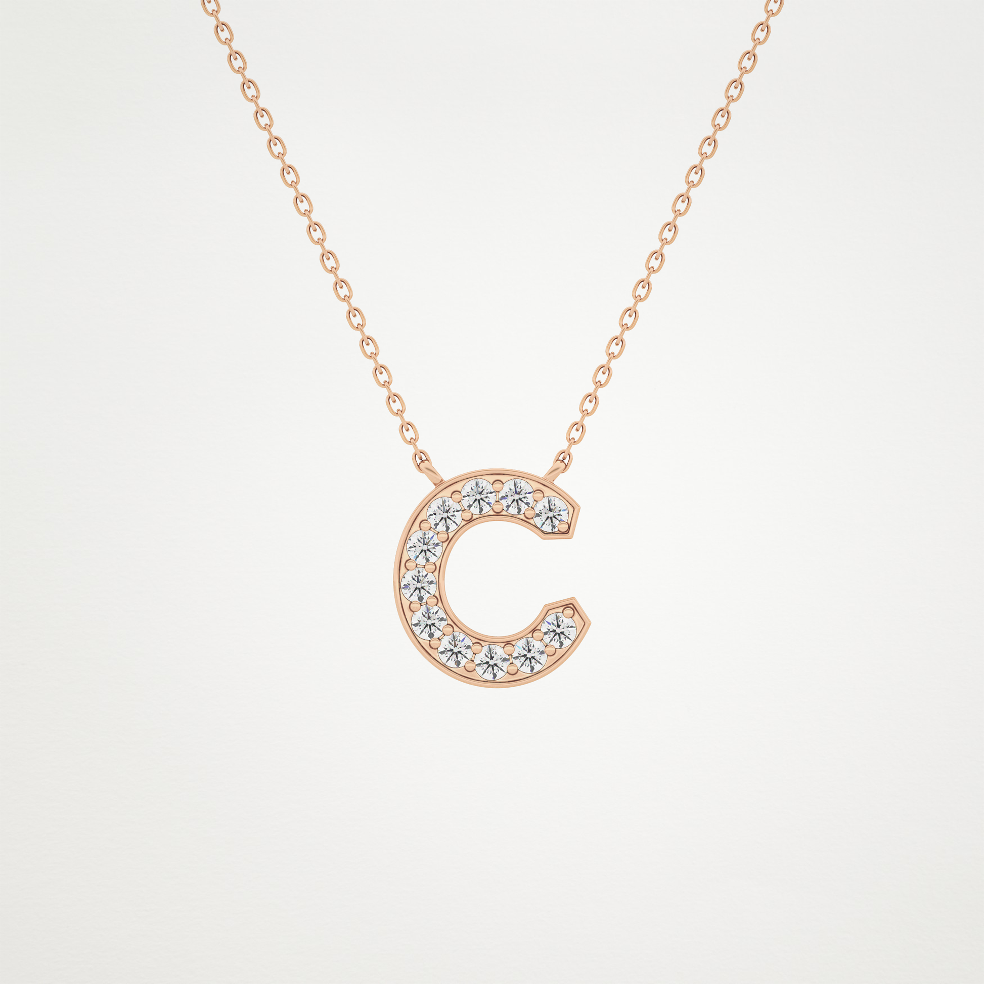 0.24 CT Moissanite C-Shaped Necklace in 14K or 18K Solid Gold – DEF Color, VVS Clarity