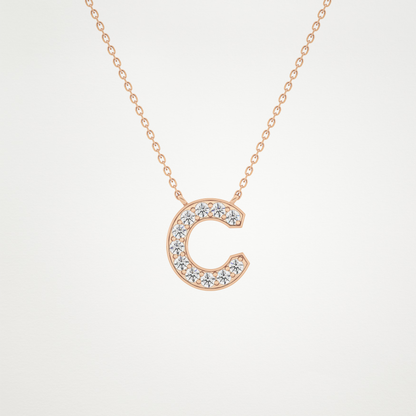 0.24 CT Moissanite C-Shaped Necklace in 14K or 18K Solid Gold – DEF Color, VVS Clarity