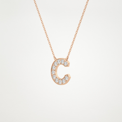0.24 CT Moissanite C-Shaped Necklace in 14K or 18K Solid Gold – DEF Color, VVS Clarity
