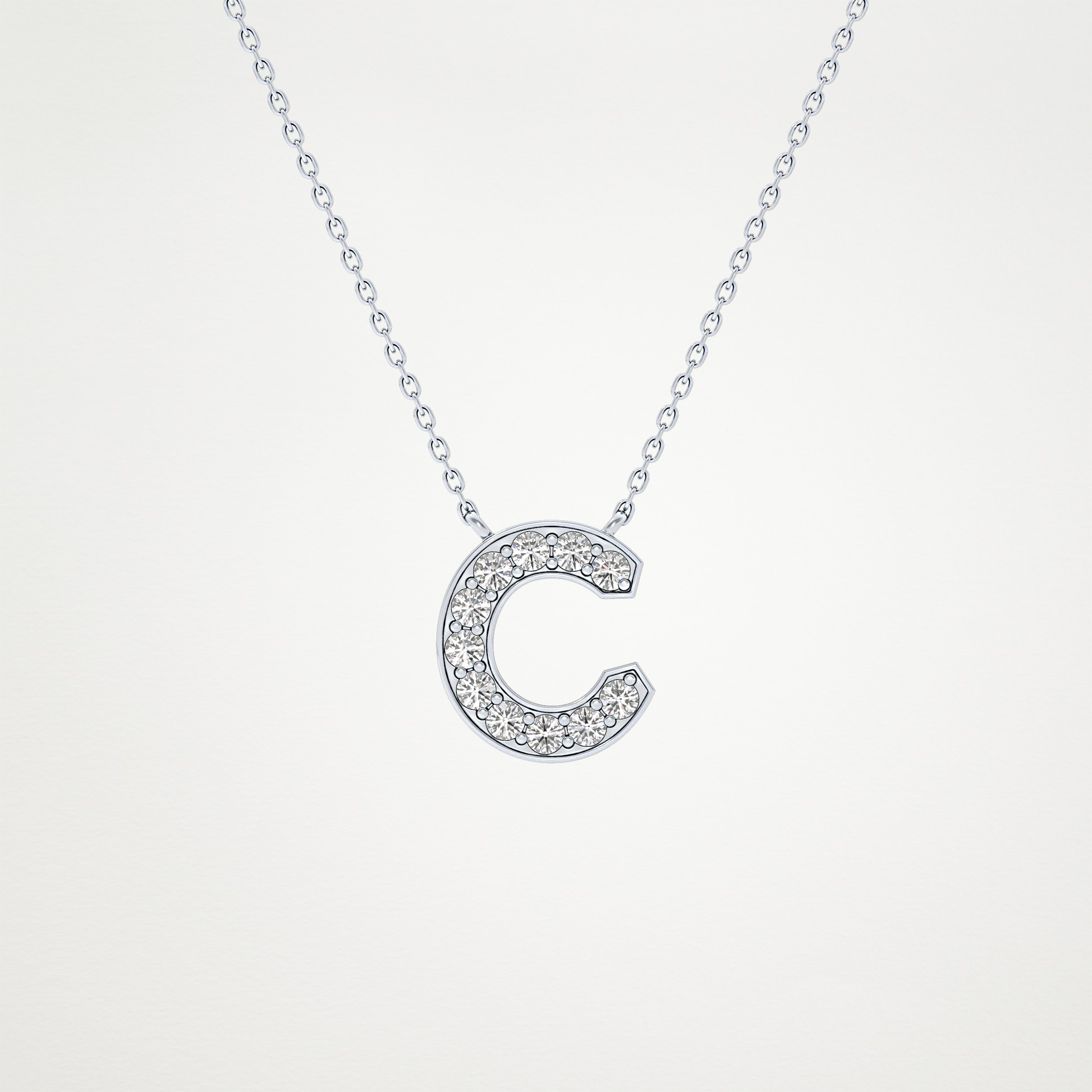 0.24 CT Moissanite C-Shaped Necklace in 14K or 18K Solid Gold – DEF Color, VVS Clarity