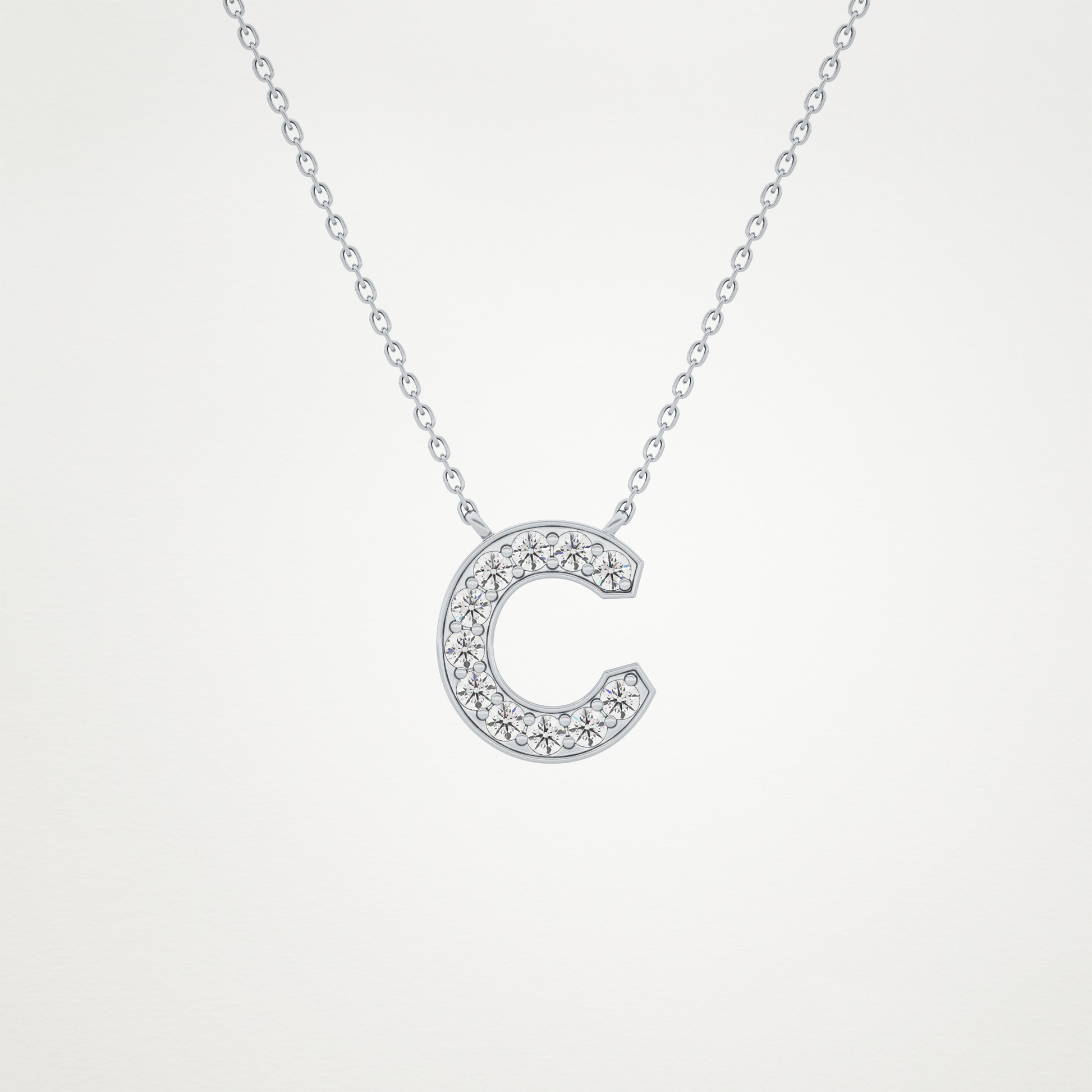 0.24 CT Moissanite C-Shaped Necklace in 14K or 18K Solid Gold – DEF Color, VVS Clarity