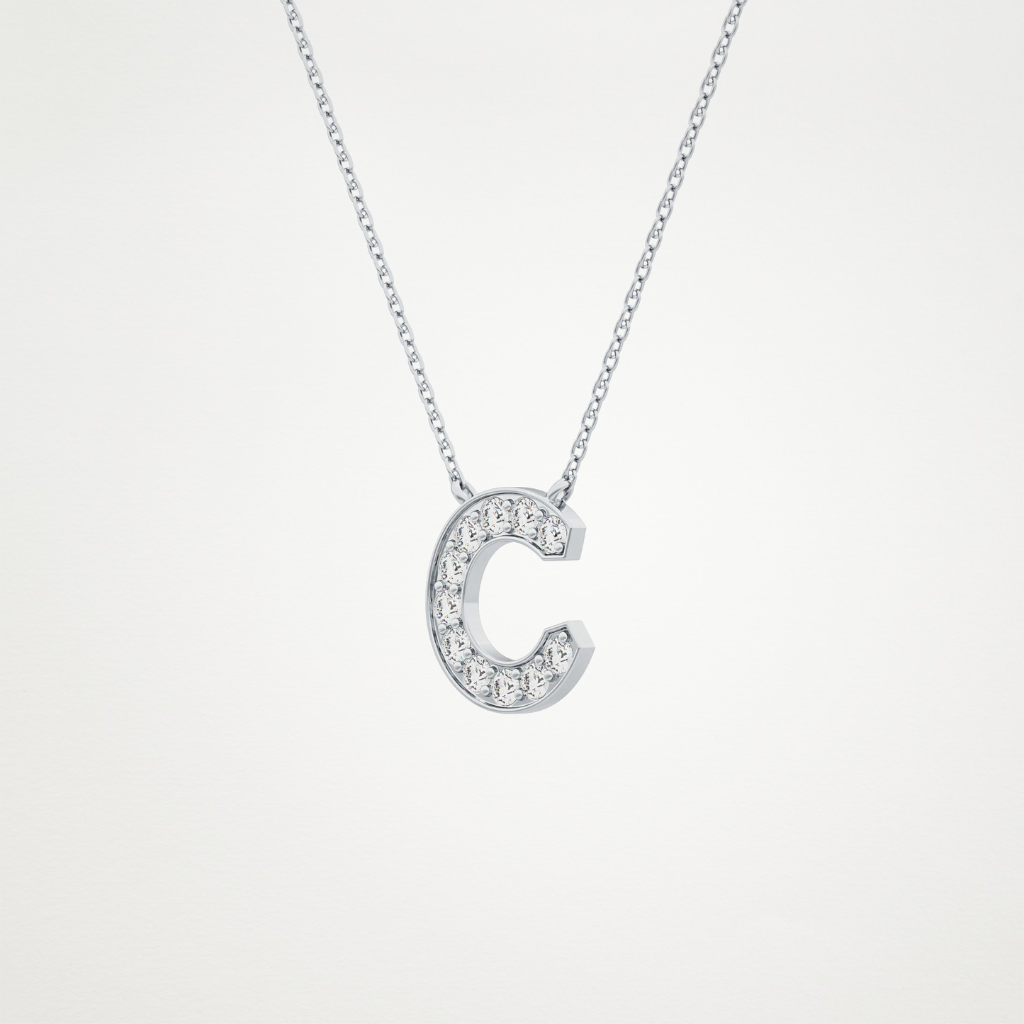 0.24 CT Moissanite C-Shaped Necklace in 14K or 18K Solid Gold – DEF Color, VVS Clarity