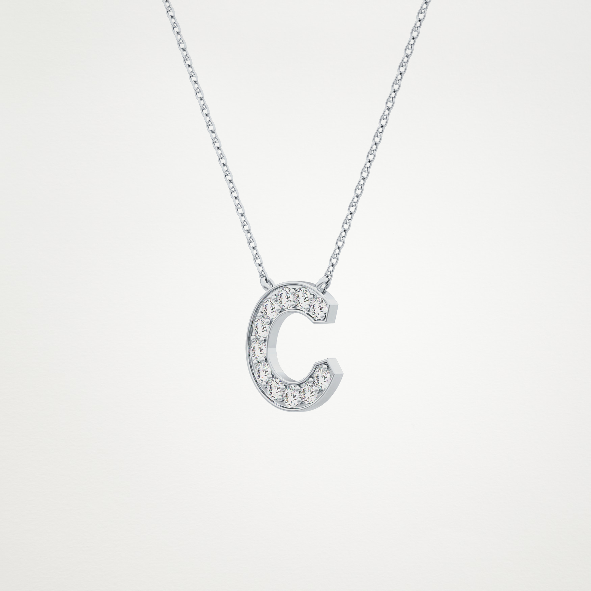 0.24 CT Moissanite C-Shaped Necklace in 14K or 18K Solid Gold – DEF Color, VVS Clarity