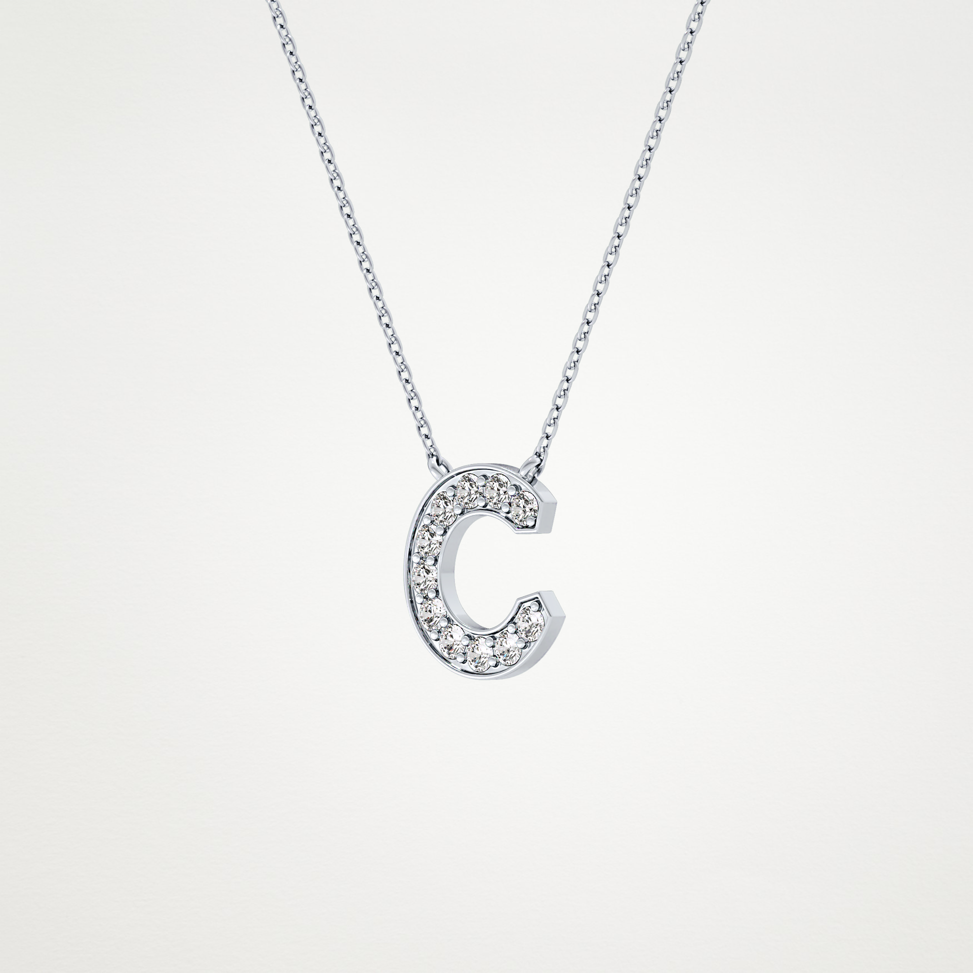 0.24 CT Moissanite C-Shaped Necklace in 14K or 18K Solid Gold – DEF Color, VVS Clarity