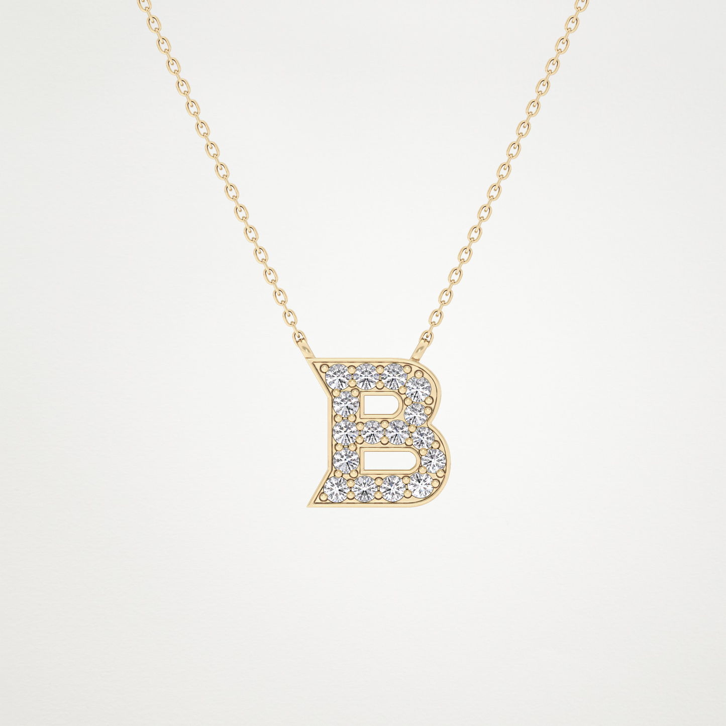 0.323 CT Moissanite B-Shaped Necklace in 14K or 18K Solid Gold – DEF Color, VVS Clarity