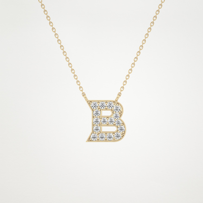 0.323 CT Moissanite B-Shaped Necklace in 14K or 18K Solid Gold – DEF Color, VVS Clarity