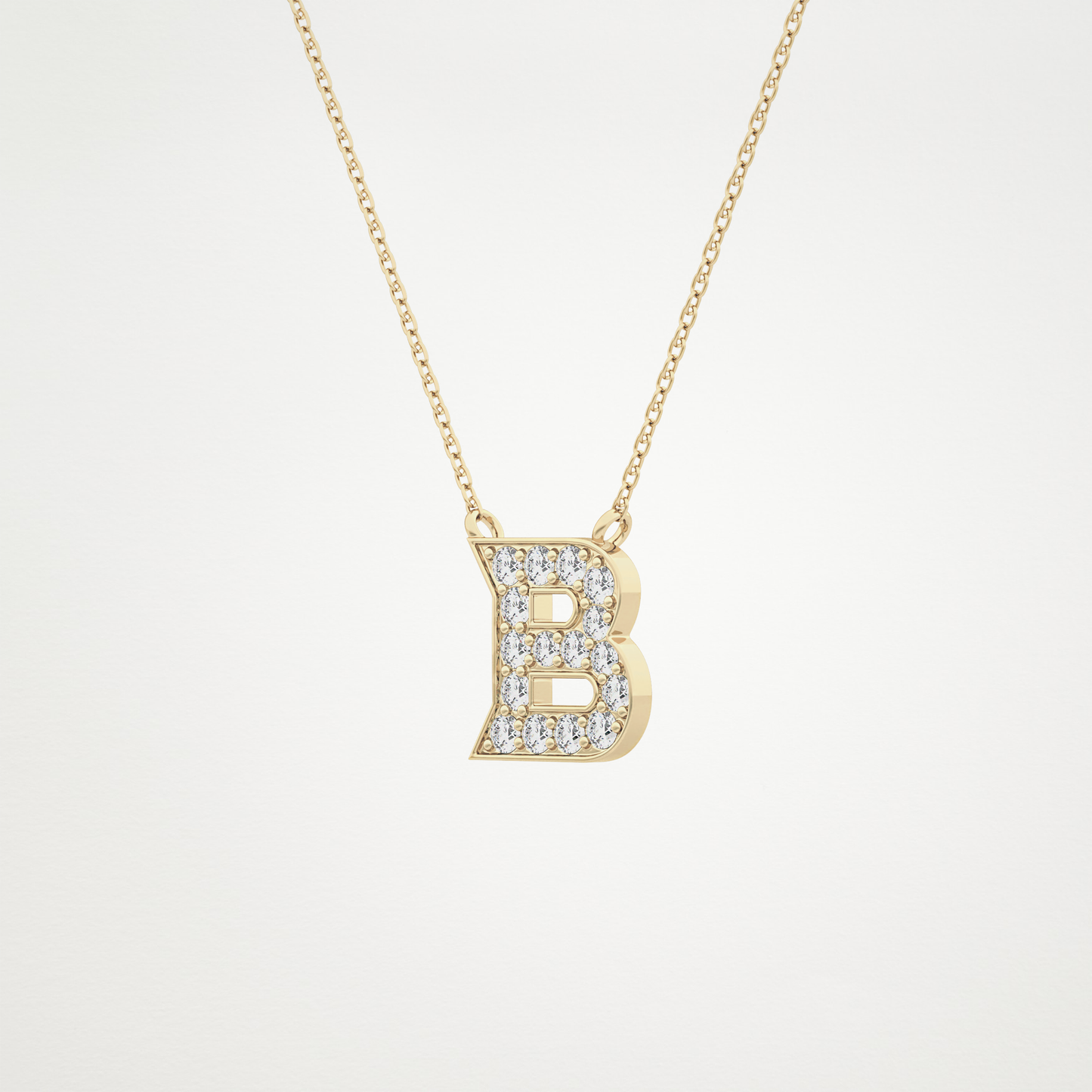 0.323 CT Moissanite B-Shaped Necklace in 14K or 18K Solid Gold – DEF Color, VVS Clarity