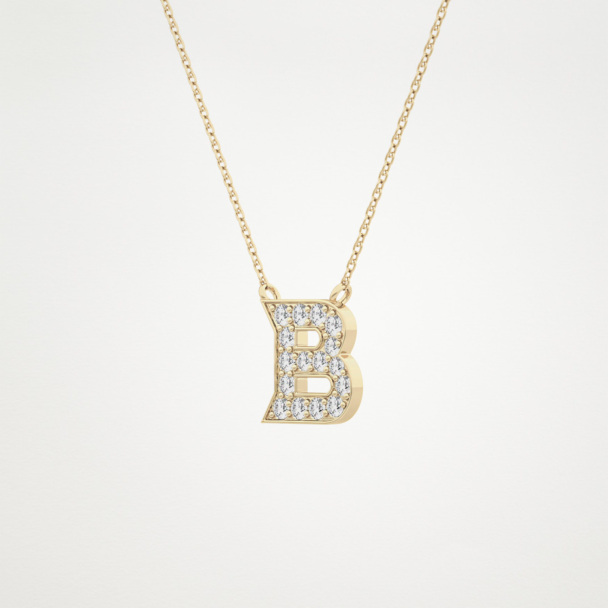 0.323 CT Moissanite B-Shaped Necklace in 14K or 18K Solid Gold – DEF Color, VVS Clarity