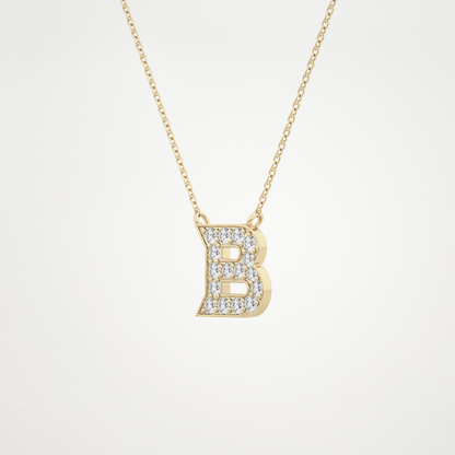 0.323 CT Moissanite B-Shaped Necklace in 14K or 18K Solid Gold – DEF Color, VVS Clarity