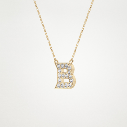 0.323 CT Moissanite B-Shaped Necklace in 14K or 18K Solid Gold – DEF Color, VVS Clarity