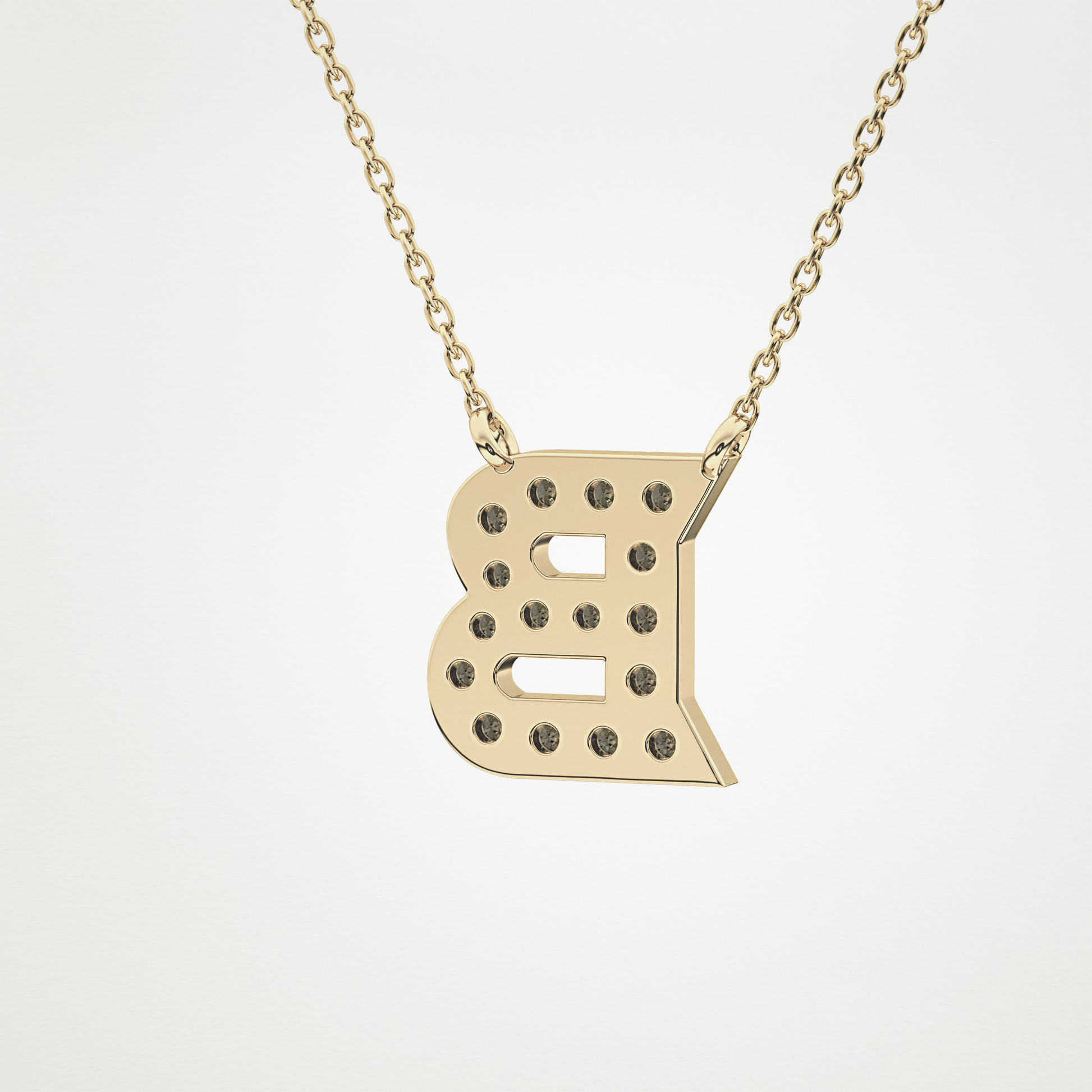 0.323 CT Moissanite B-Shaped Necklace in 14K or 18K Solid Gold – DEF Color, VVS Clarity