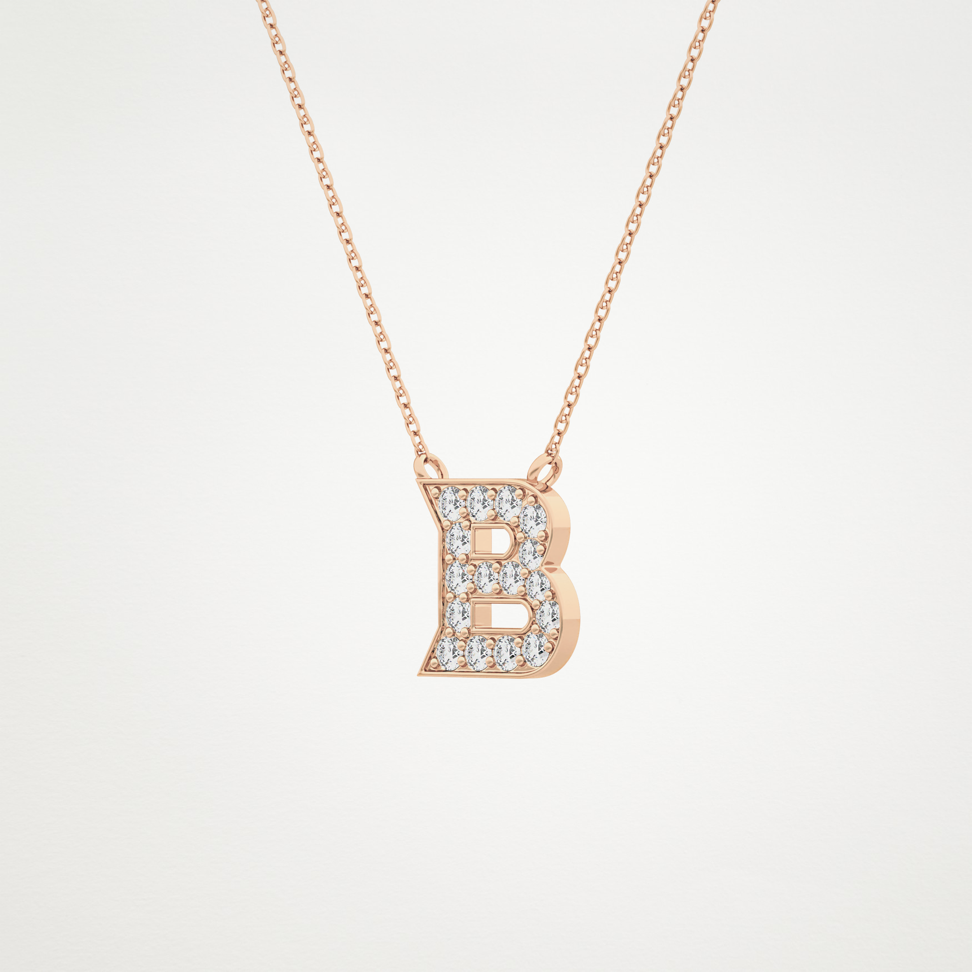 0.323 CT Moissanite B-Shaped Necklace in 14K or 18K Solid Gold – DEF Color, VVS Clarity