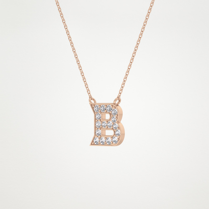 0.323 CT Moissanite B-Shaped Necklace in 14K or 18K Solid Gold – DEF Color, VVS Clarity