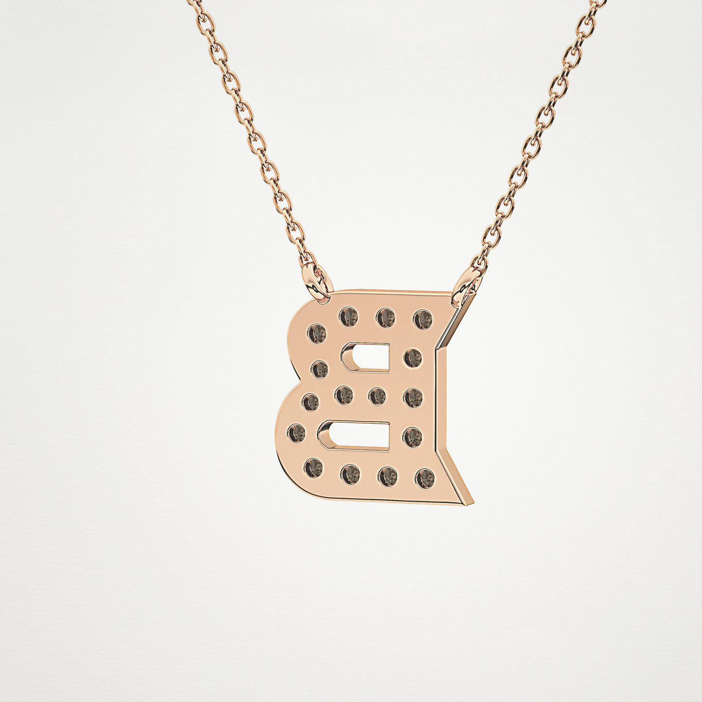 0.323 CT Moissanite B-Shaped Necklace in 14K or 18K Solid Gold – DEF Color, VVS Clarity