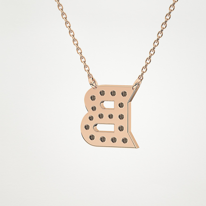 0.323 CT Moissanite B-Shaped Necklace in 14K or 18K Solid Gold – DEF Color, VVS Clarity