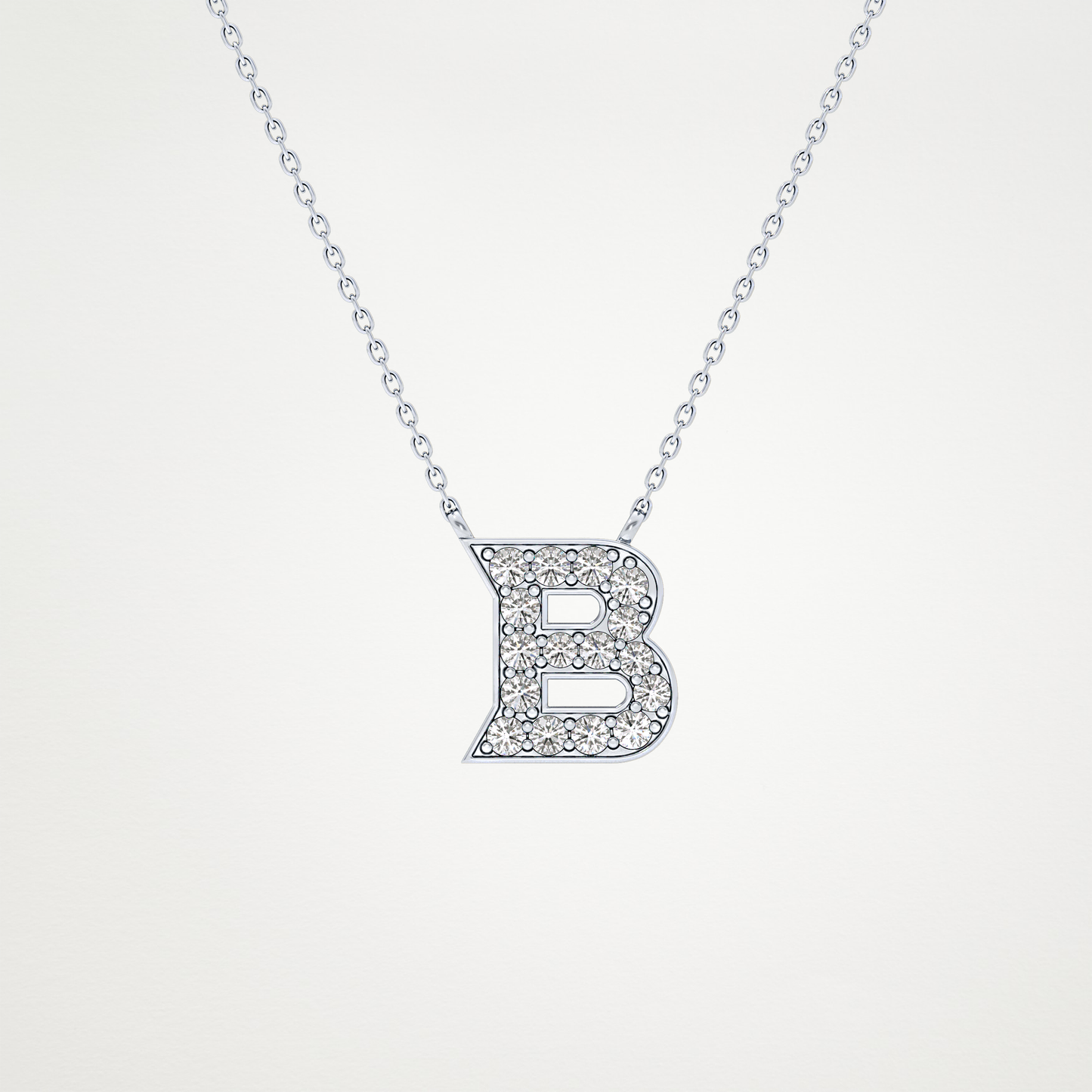 0.323 CT Moissanite B-Shaped Necklace in 14K or 18K Solid Gold – DEF Color, VVS Clarity