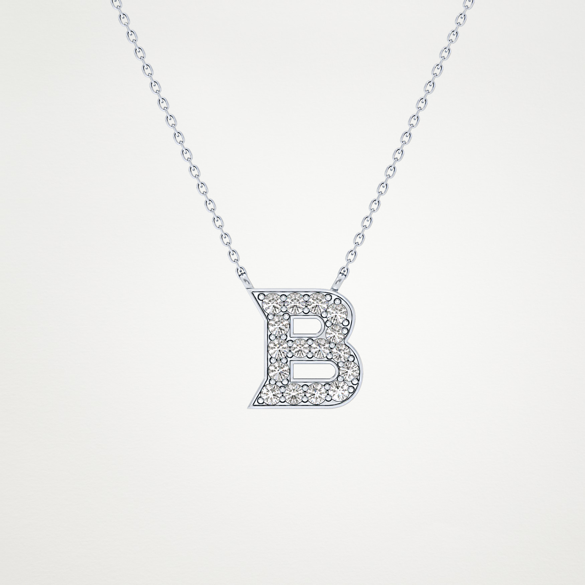 0.323 CT Moissanite B-Shaped Necklace in 14K or 18K Solid Gold – DEF Color, VVS Clarity