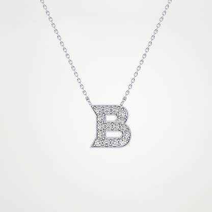 0.323 CT Moissanite B-Shaped Necklace in 14K or 18K Solid Gold – DEF Color, VVS Clarity