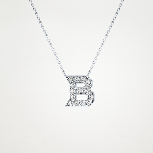 0.323 CT Moissanite B-Shaped Necklace in 14K or 18K Solid Gold – DEF Color, VVS Clarity