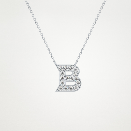 0.323 CT Moissanite B-Shaped Necklace in 14K or 18K Solid Gold – DEF Color, VVS Clarity