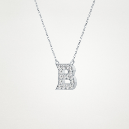0.323 CT Moissanite B-Shaped Necklace in 14K or 18K Solid Gold – DEF Color, VVS Clarity