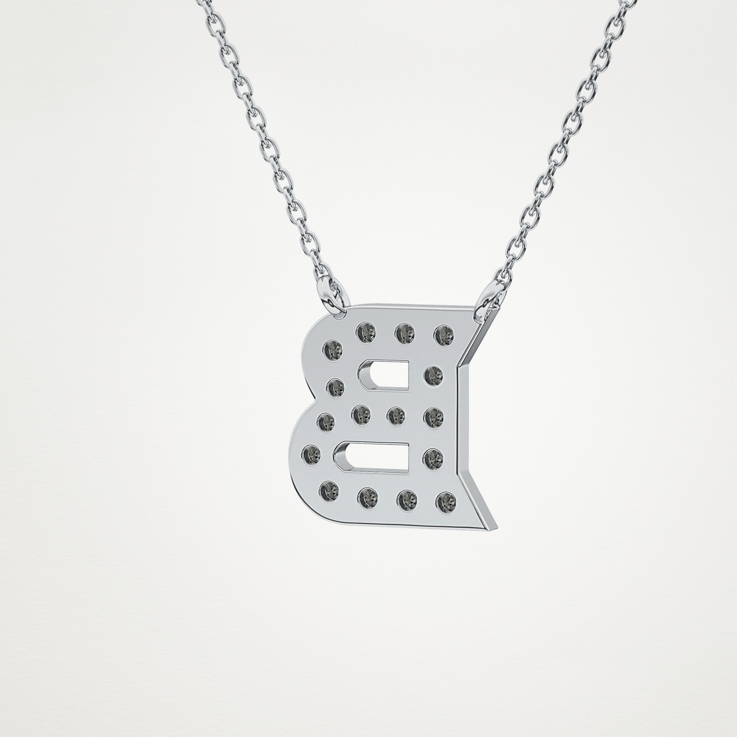 0.323 CT Moissanite B-Shaped Necklace in 14K or 18K Solid Gold – DEF Color, VVS Clarity