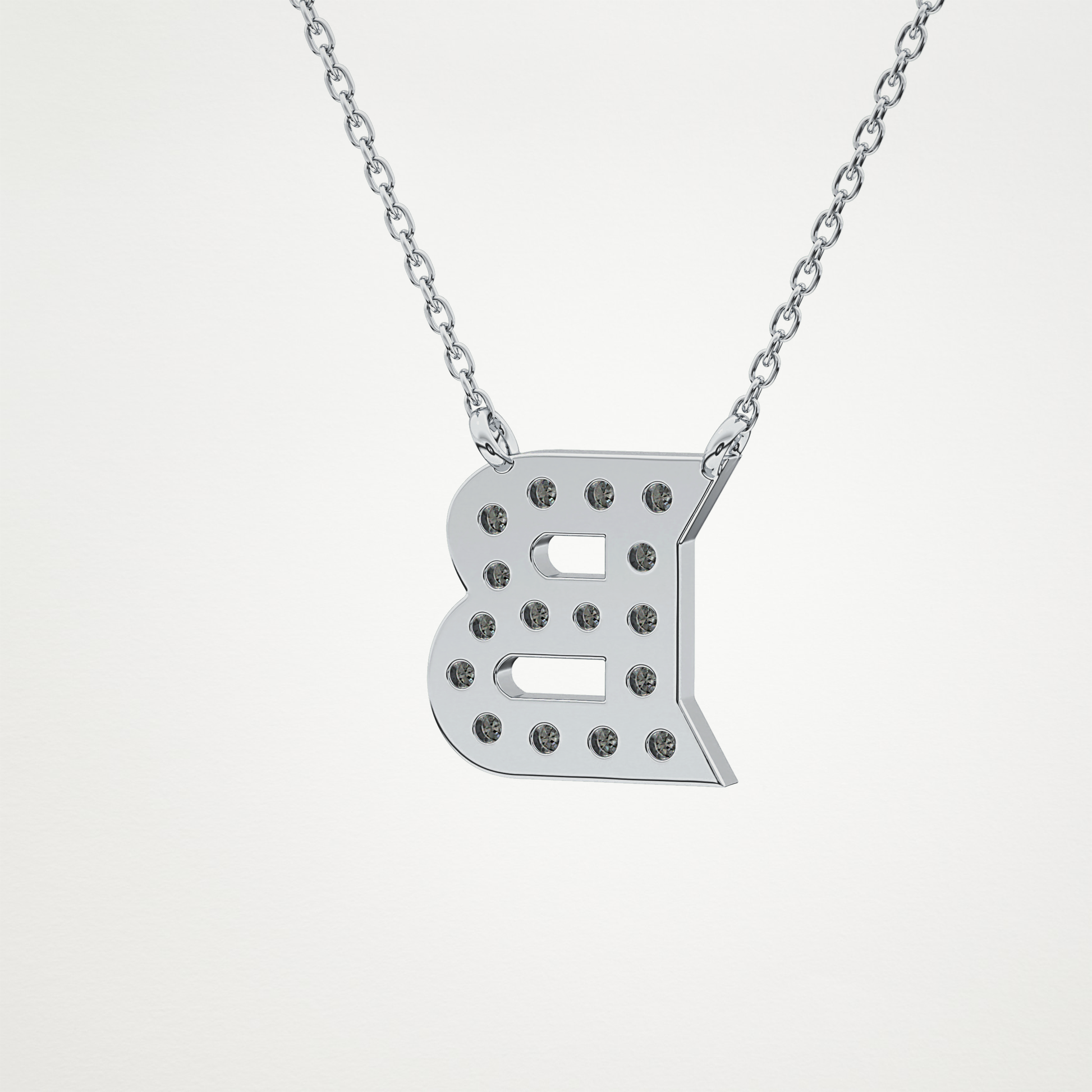 0.323 CT Moissanite B-Shaped Necklace in 14K or 18K Solid Gold – DEF Color, VVS Clarity