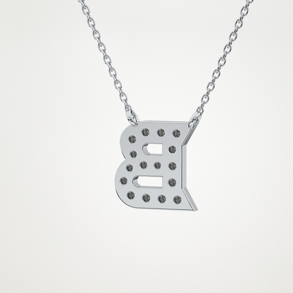0.323 CT Moissanite B-Shaped Necklace in 14K or 18K Solid Gold – DEF Color, VVS Clarity