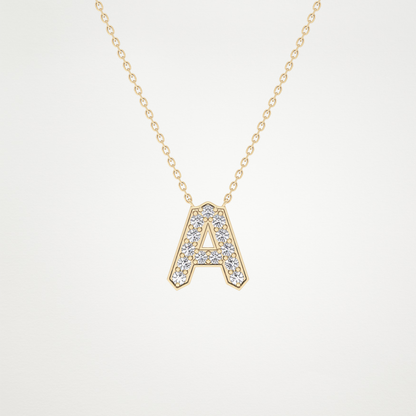 0.226 CT Moissanite A-Shaped Necklace in 14K or 18K Solid Gold – DEF Color, VVS Clarity