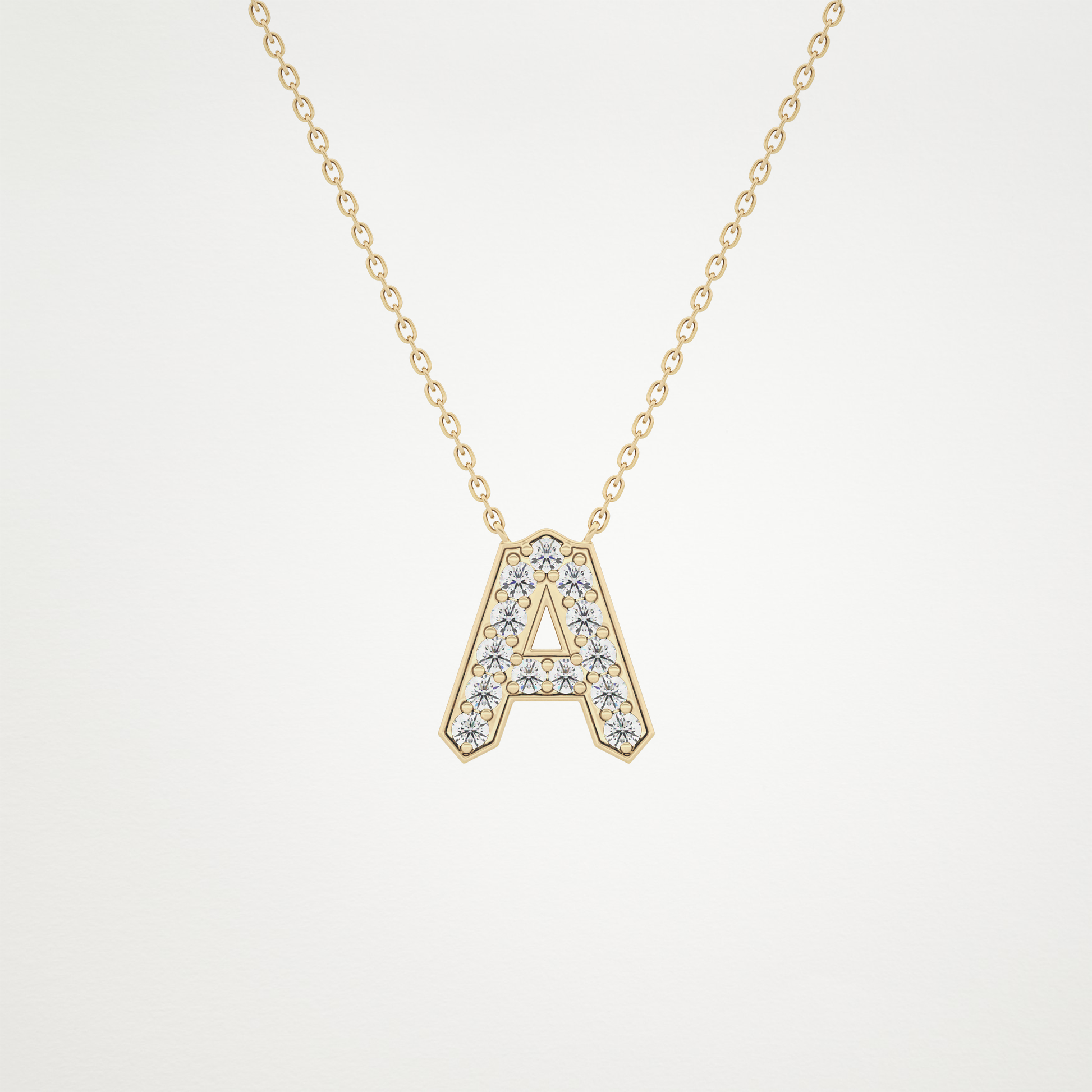 0.226 CT Moissanite A-Shaped Necklace in 14K or 18K Solid Gold – DEF Color, VVS Clarity