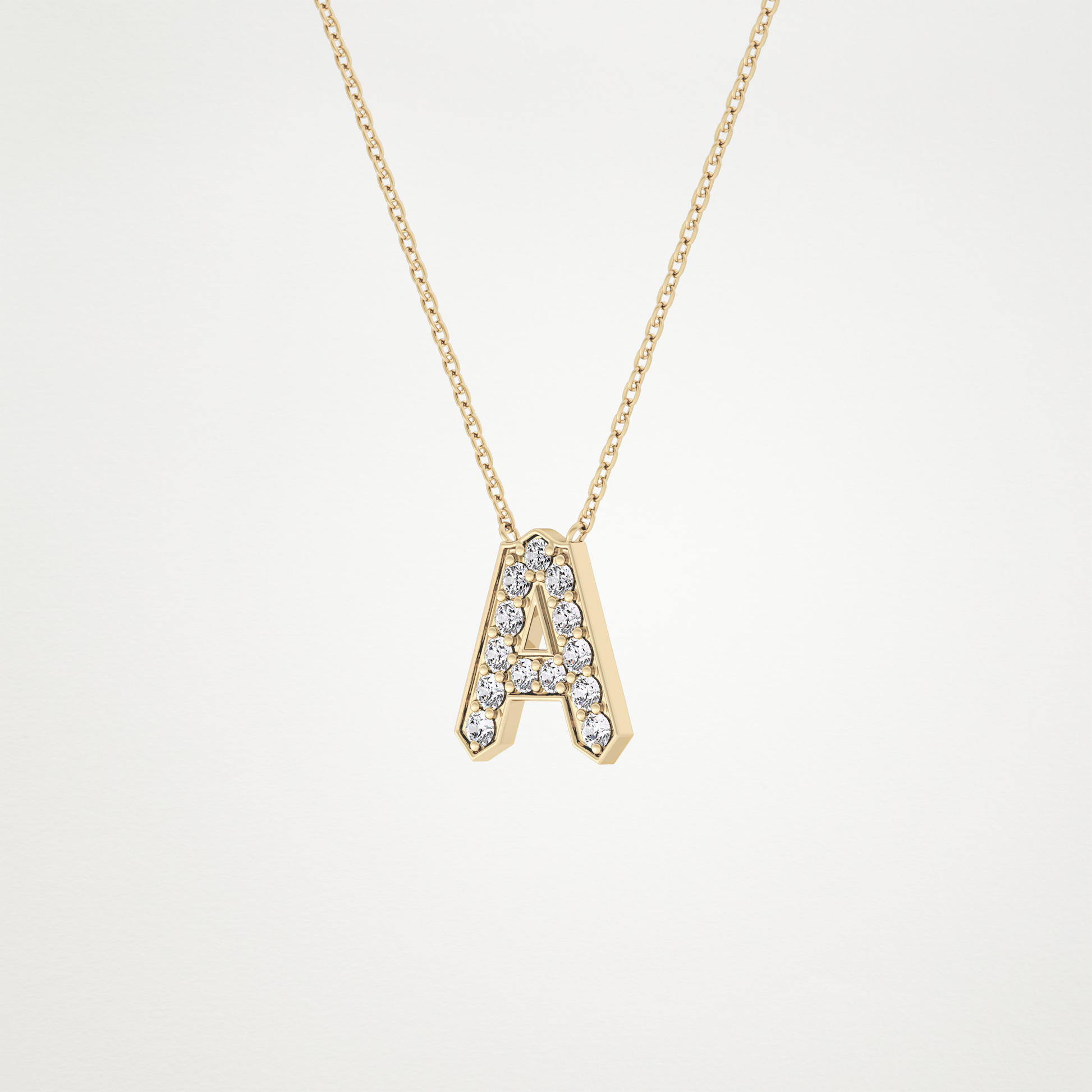 0.226 CT Moissanite A-Shaped Necklace in 14K or 18K Solid Gold – DEF Color, VVS Clarity