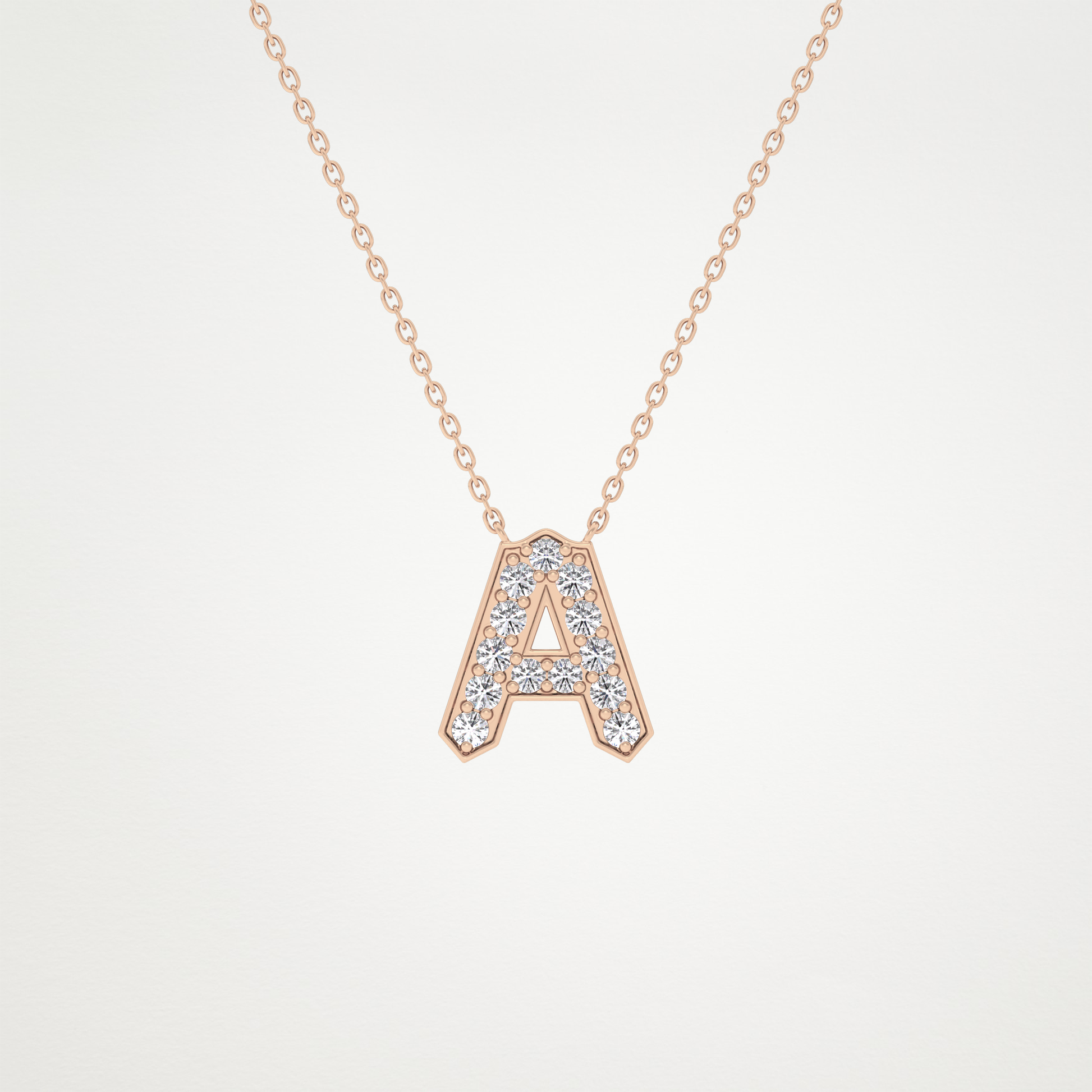 0.226 CT Moissanite A-Shaped Necklace in 14K or 18K Solid Gold – DEF Color, VVS Clarity