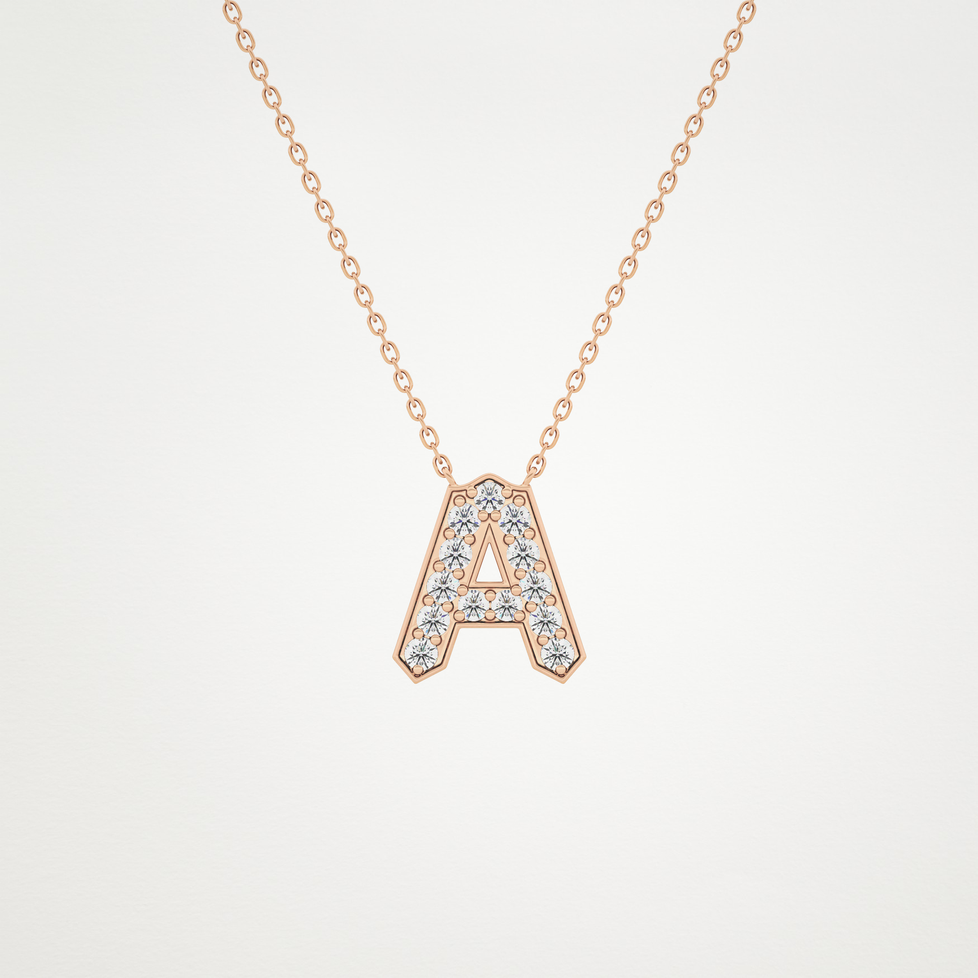 0.226 CT Moissanite A-Shaped Necklace in 14K or 18K Solid Gold – DEF Color, VVS Clarity