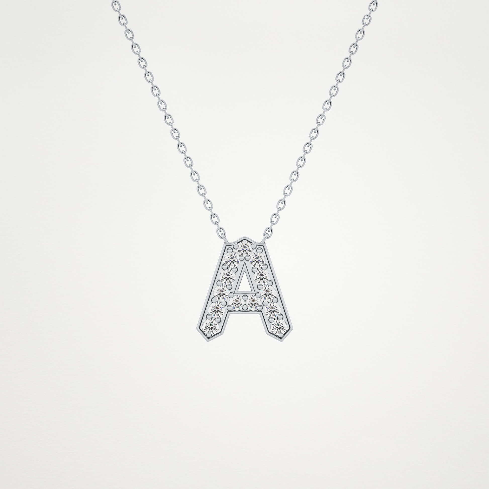 0.226 CT Moissanite A-Shaped Necklace in 14K or 18K Solid Gold – DEF Color, VVS Clarity
