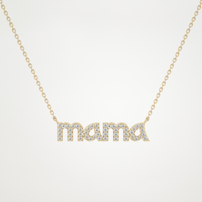 0.17 CT Moissanite MAMA Necklace in 14K or 18K Solid Gold – DEF Color, VVS Clarity