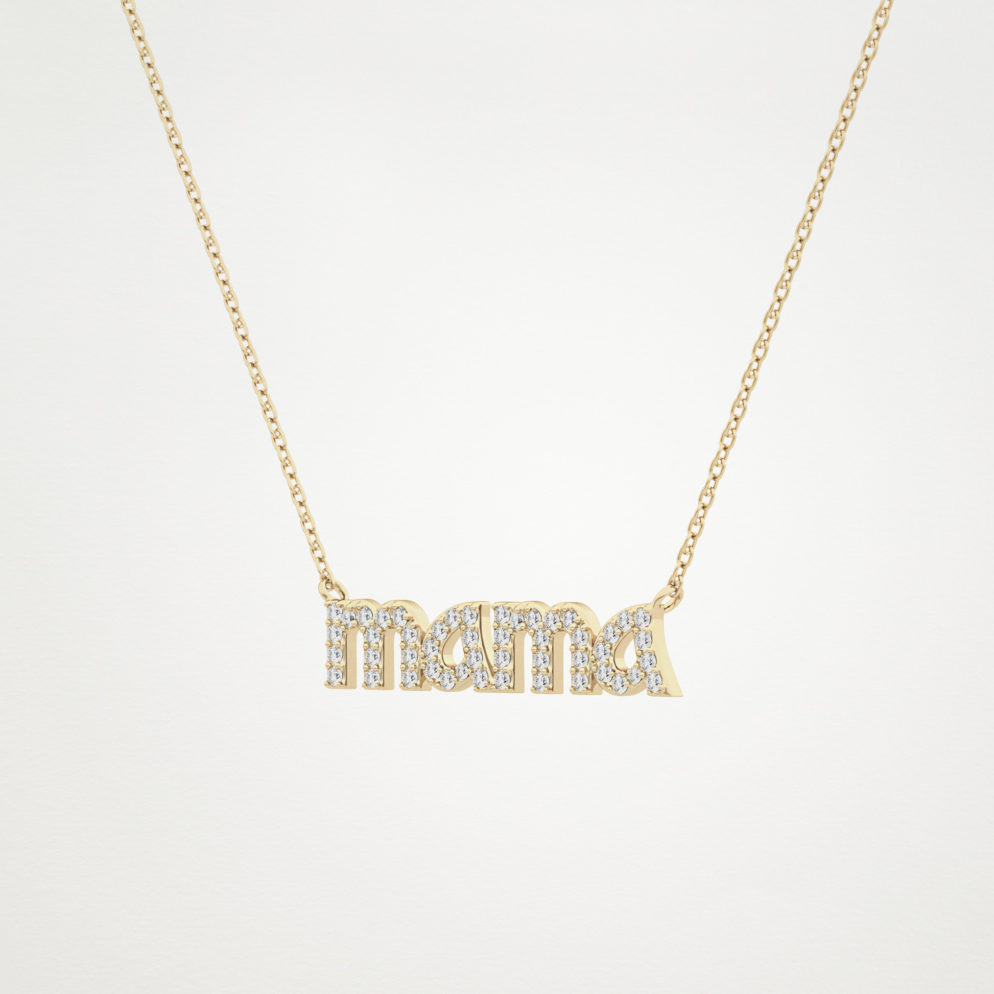 0.17 CT Moissanite MAMA Necklace in 14K or 18K Solid Gold – DEF Color, VVS Clarity